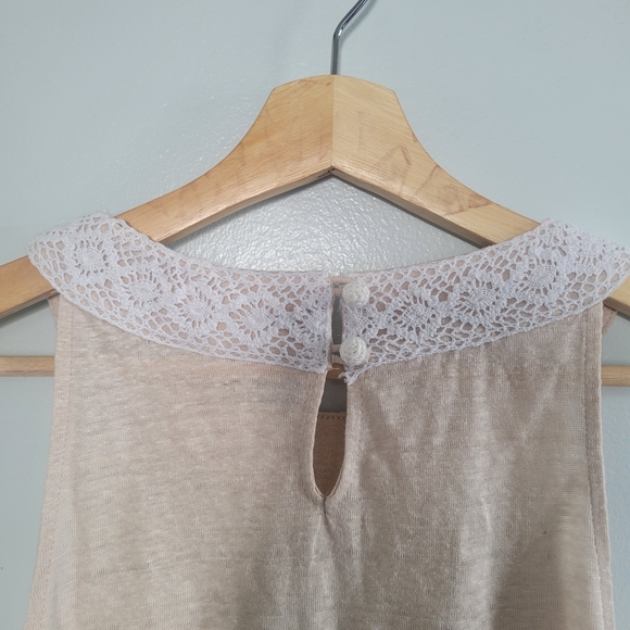 NWT RACHEL ZOE 100% Linen Sleeveless Lace Collar Top Size M - Picture 4 of 9